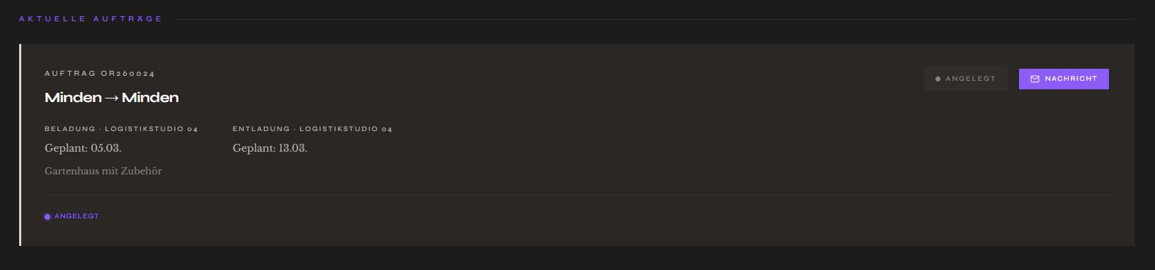 Angelegter Auftrag in der Übersicht mit Status Angelegt