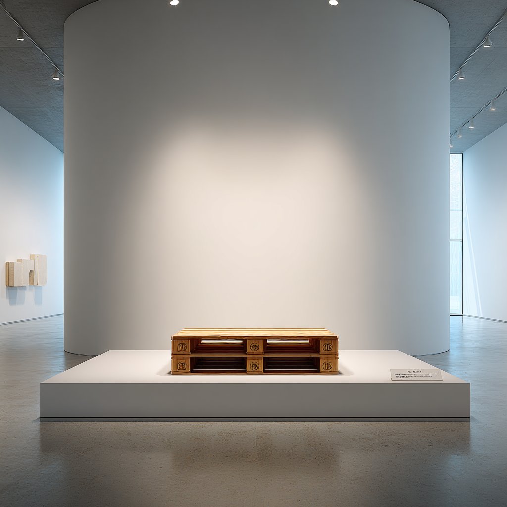 Europalette als Kunstobjekt in einem Museum